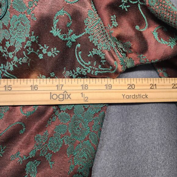 Womens Victorian Style Dress Jacket Set 10 Green Brown Brocade Pleated Oriental - Picture 9 of 16